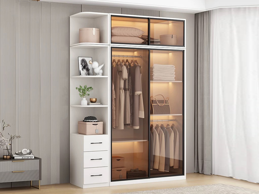 Wardrobe with Glass Doors